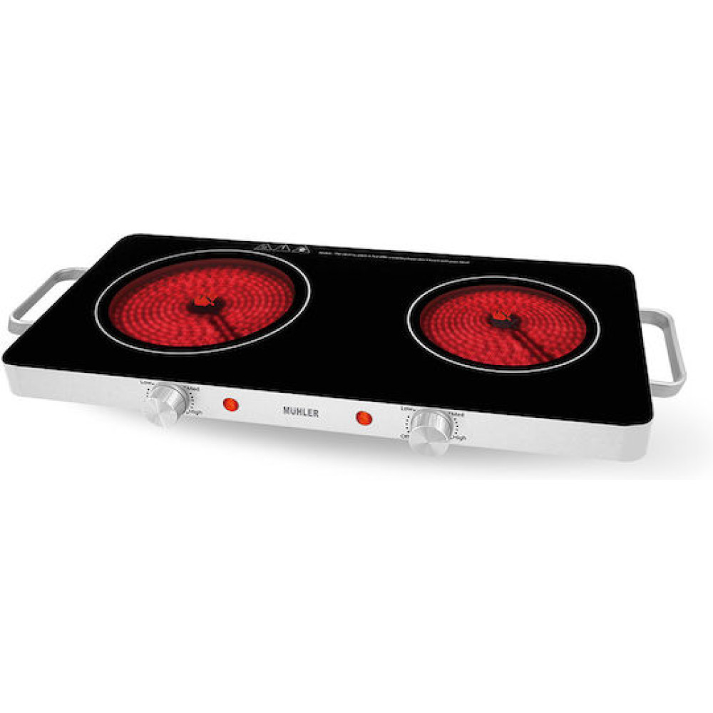 MUHLER MHP-2022IS RESHO QELQ KERAMIK 2 ZONA 61X29X6.5CM 1800W-1000W