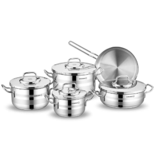 KORKMAZ A2050 ASTRA 2 SET TENGJERE 9PCS 5.75L-3.5L-3.3L-1.8L-24X6CM ROSFAJ ME INDUKSION