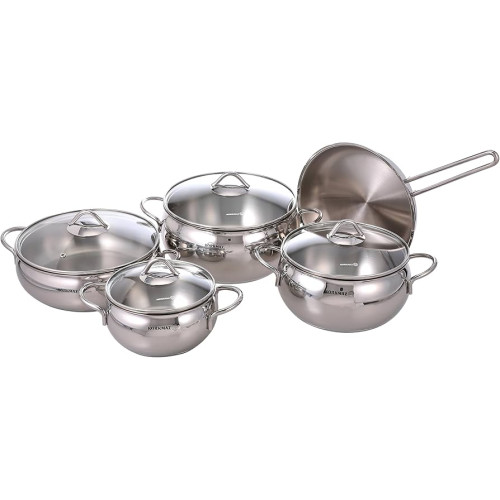 KORKMAZ A1800 TOMBIK SET TENGJERE 9PCS 5.5L-3.6L-3.5L-1.8L-24X5CM ROSFAJ ME INDUKSION