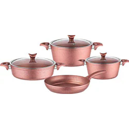 KORKMAZ A1372 ROSA GOLD SET TENGJERE 7PCS GRANIT 5L-3.5L-3L-26X4.5CM